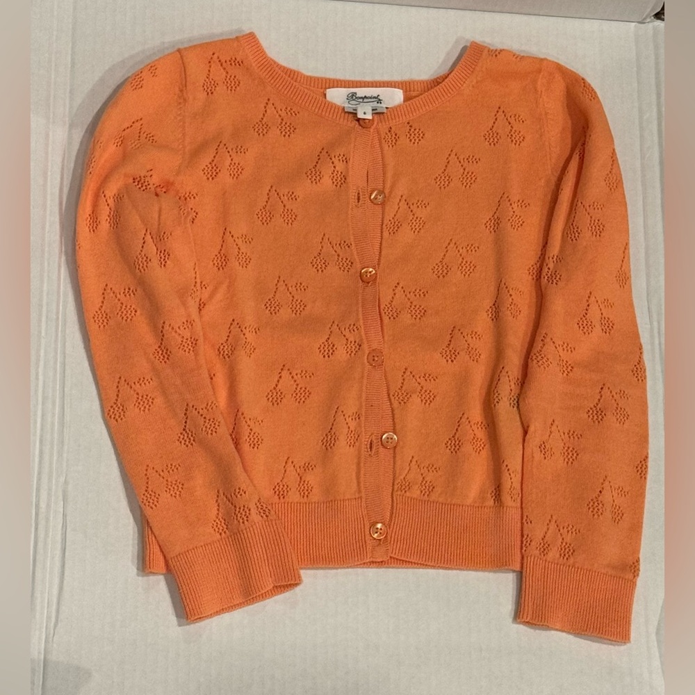 Bonpoint Orange Cardigan